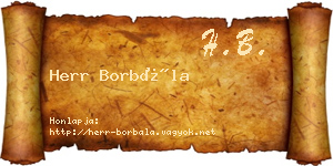 Herr Borbála névjegykártya